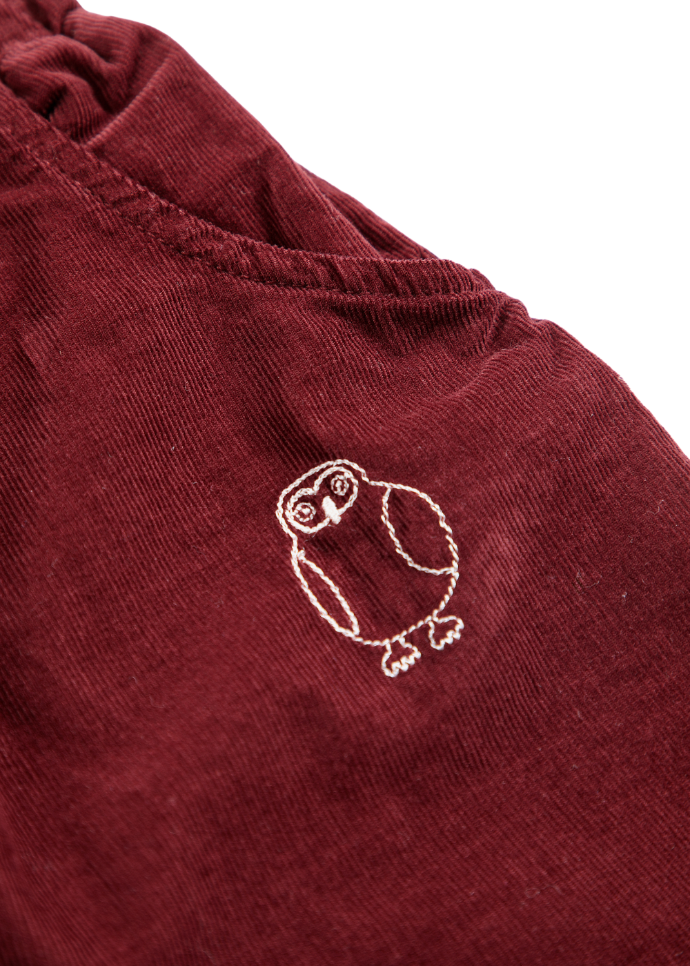 Curious Owl Corduroy Pants in Burgundy Red