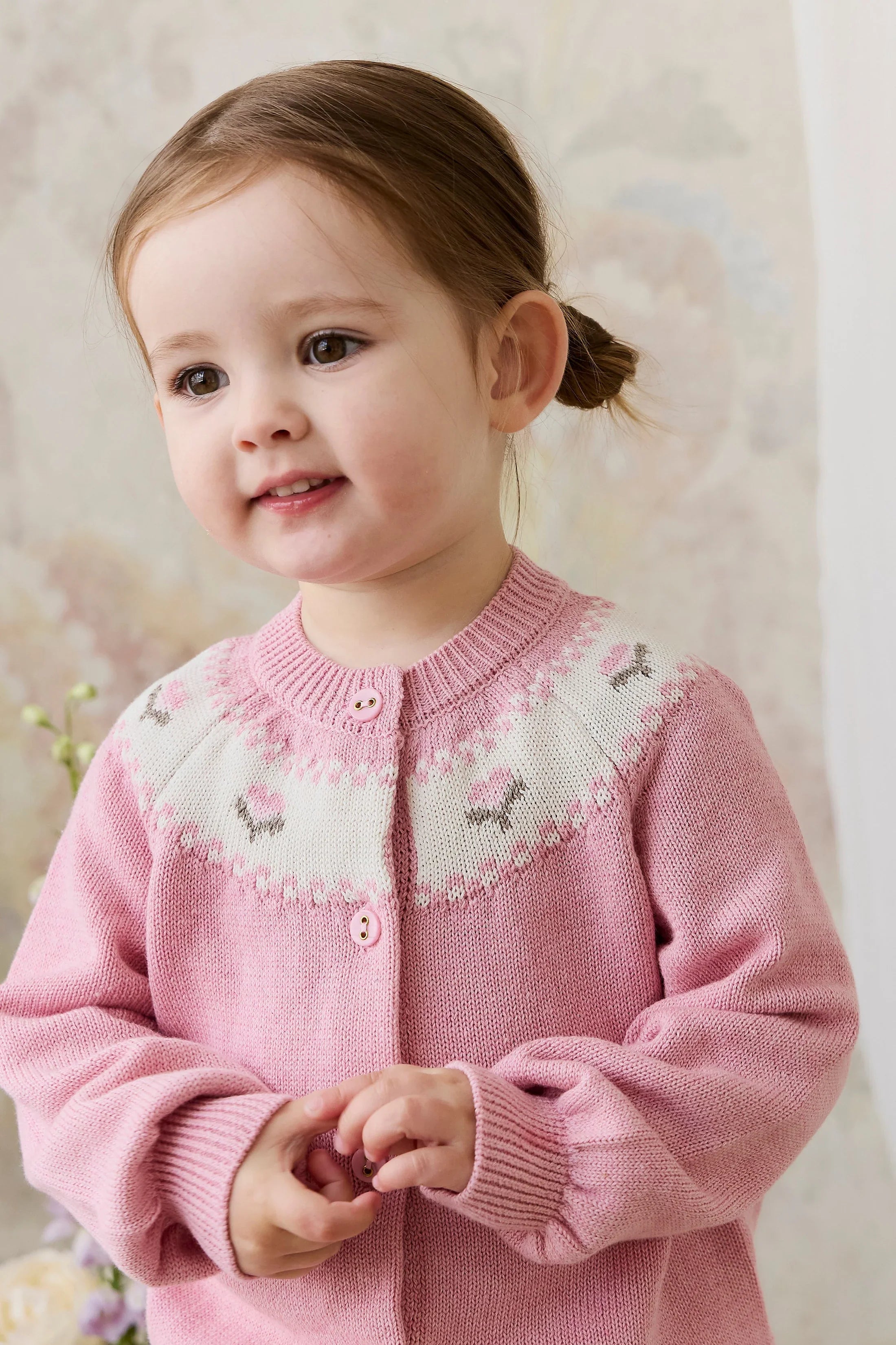 Annette Cardigan in Pink Flutter