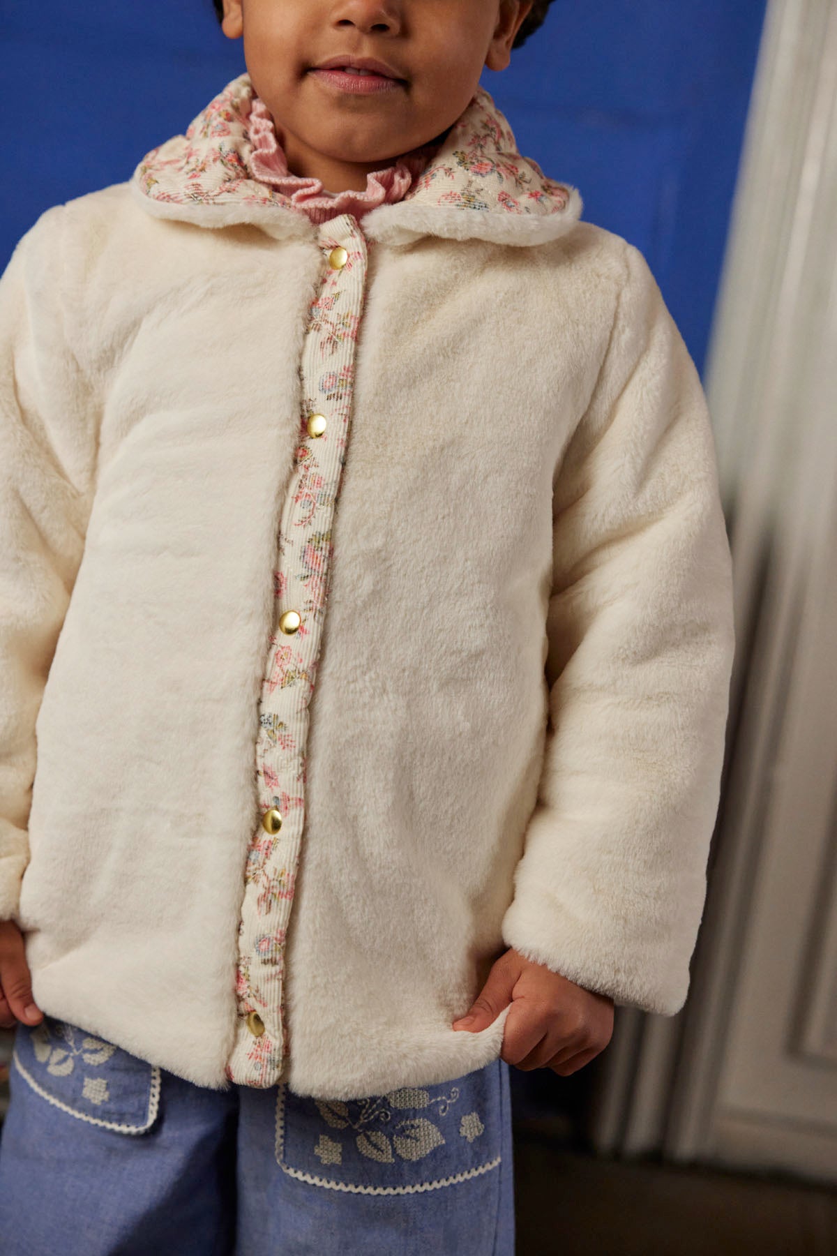 Dalila Reversible Coat in Cream Carnation Vale