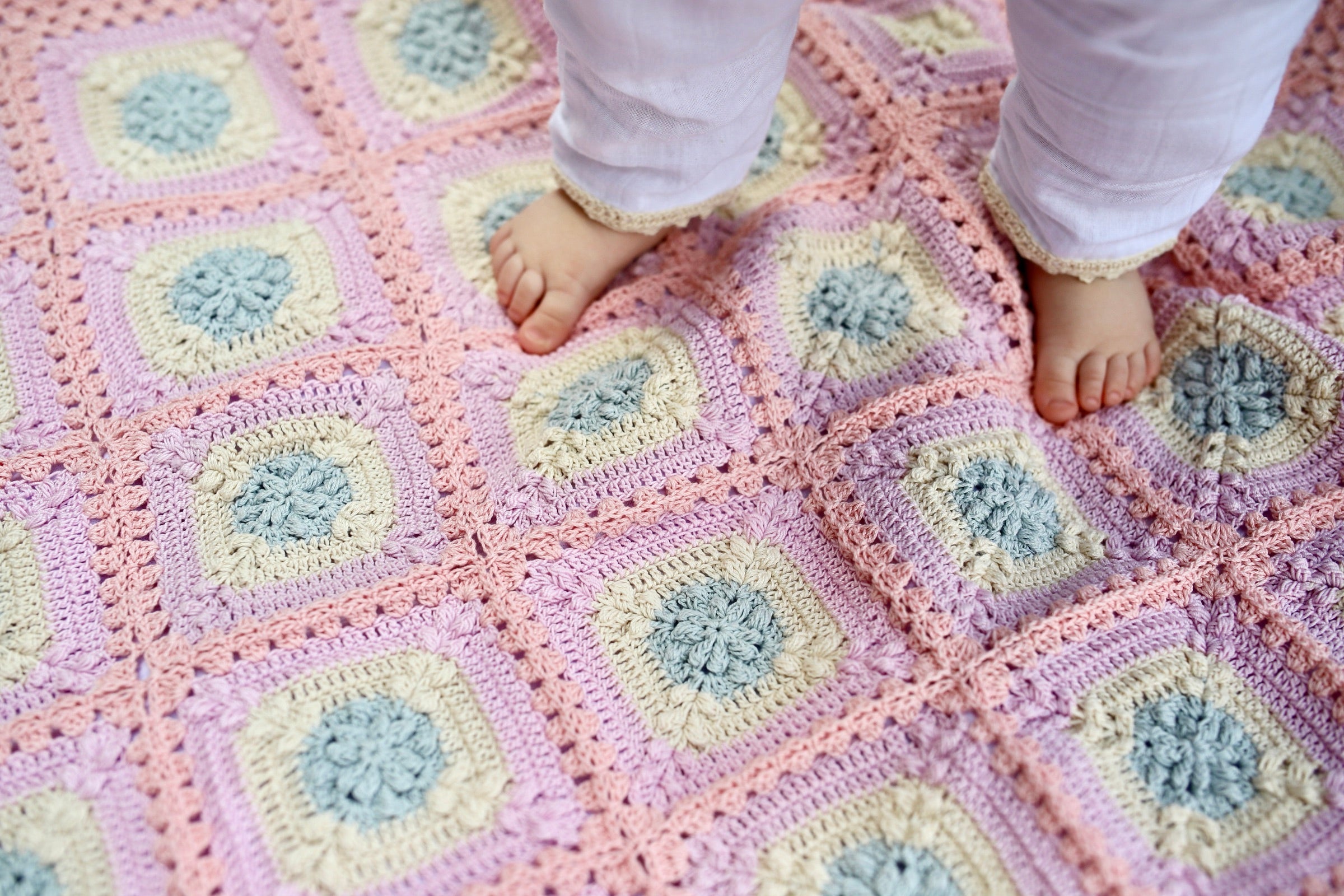 Granny Square Blanket in Candy Cloud