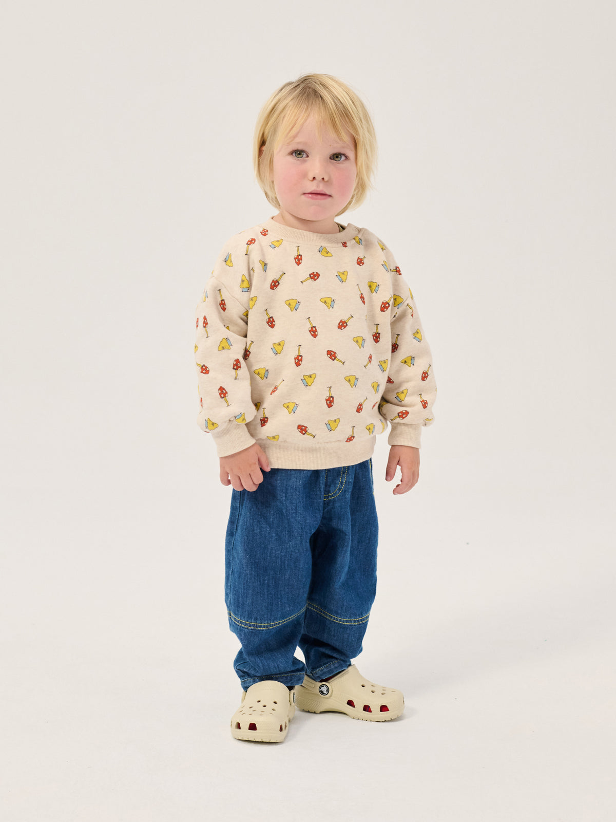 Mush Monster Duo All-Over Sweatshirt in Offwhite