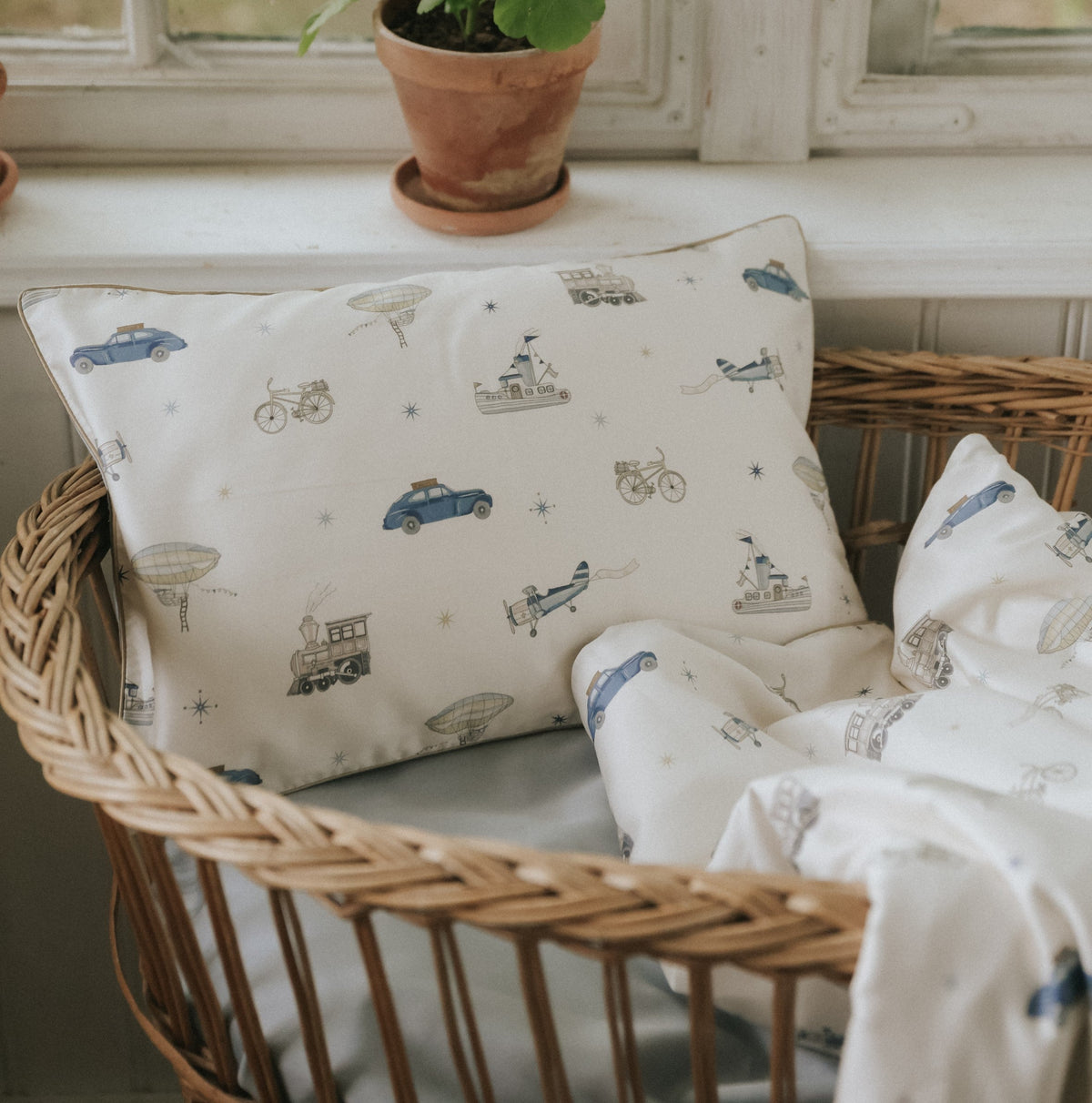 Transit Treasures Toddler Pillow - Blue