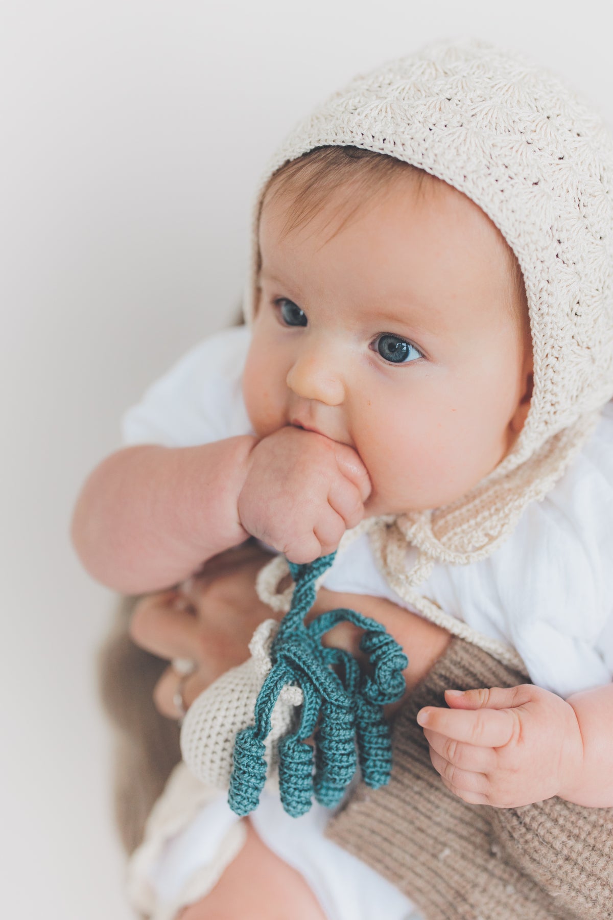 Hand-Crocheted Octopus Rattle in Moon