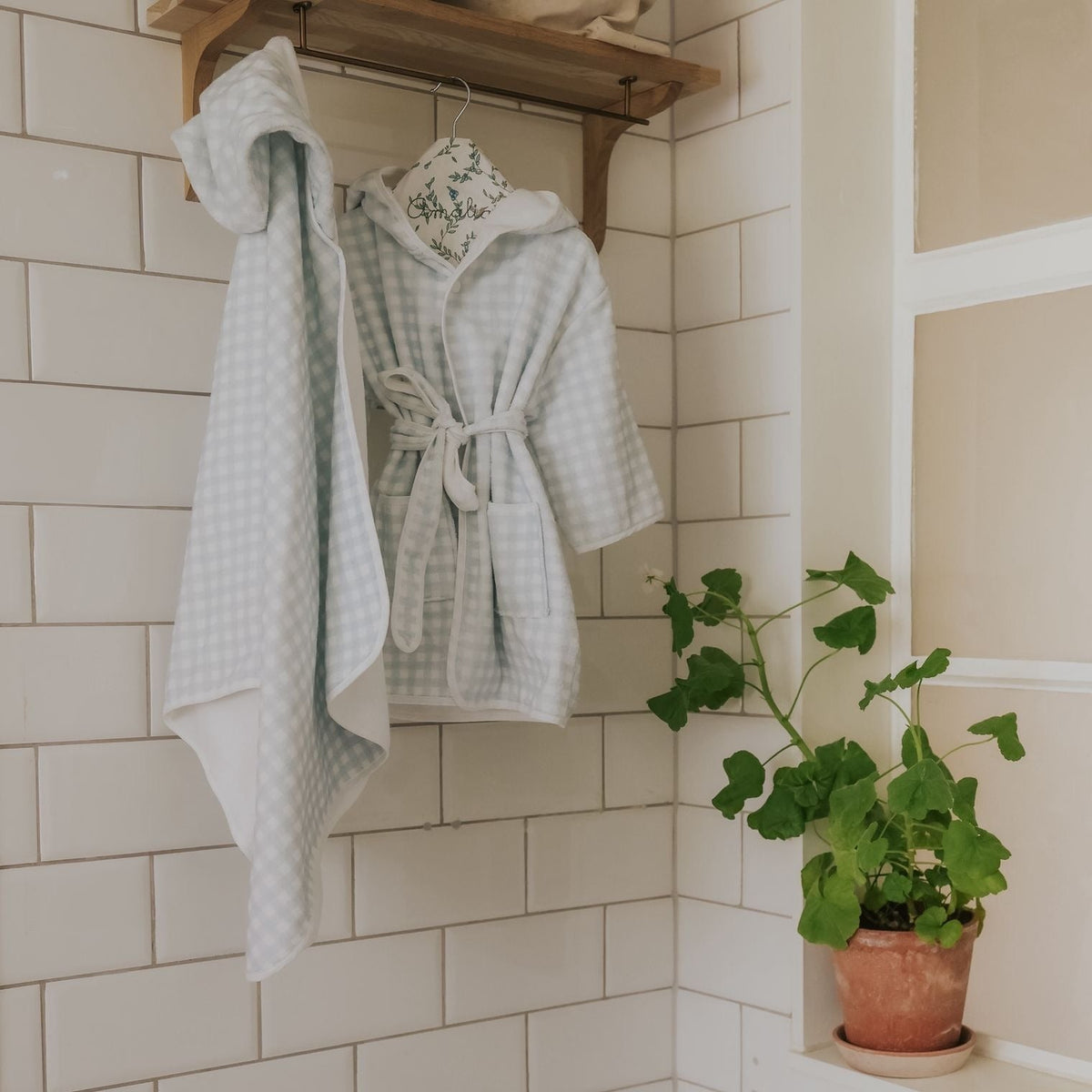 Picnic Gingham Bathrobe - Blue