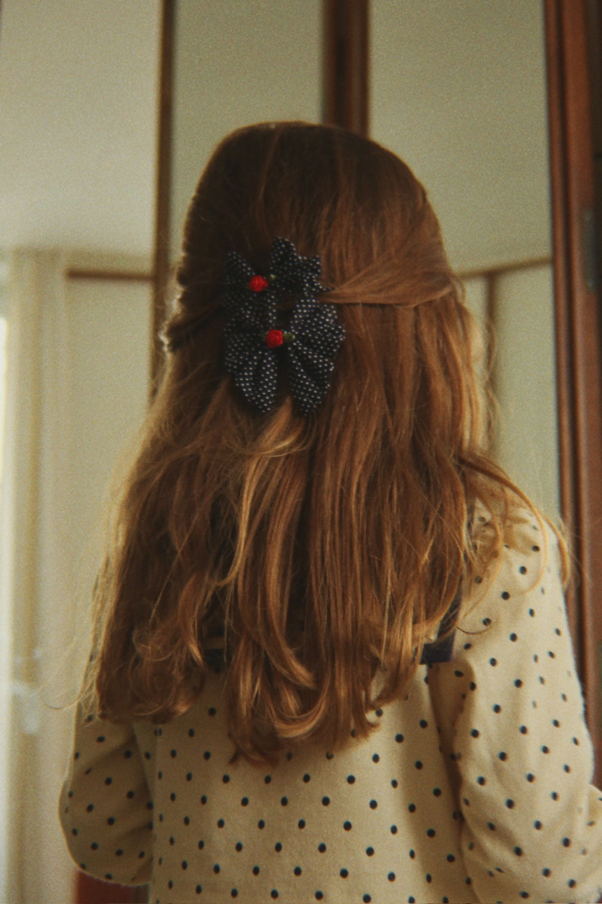 Rose Dot Bow Hair Clips – Set of 2
