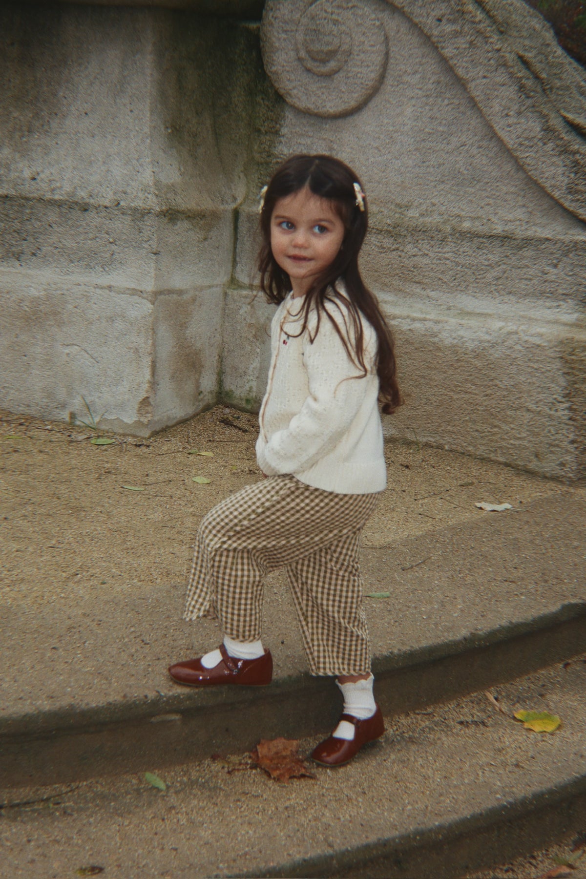 Kim Slit Pants in Avocado Check