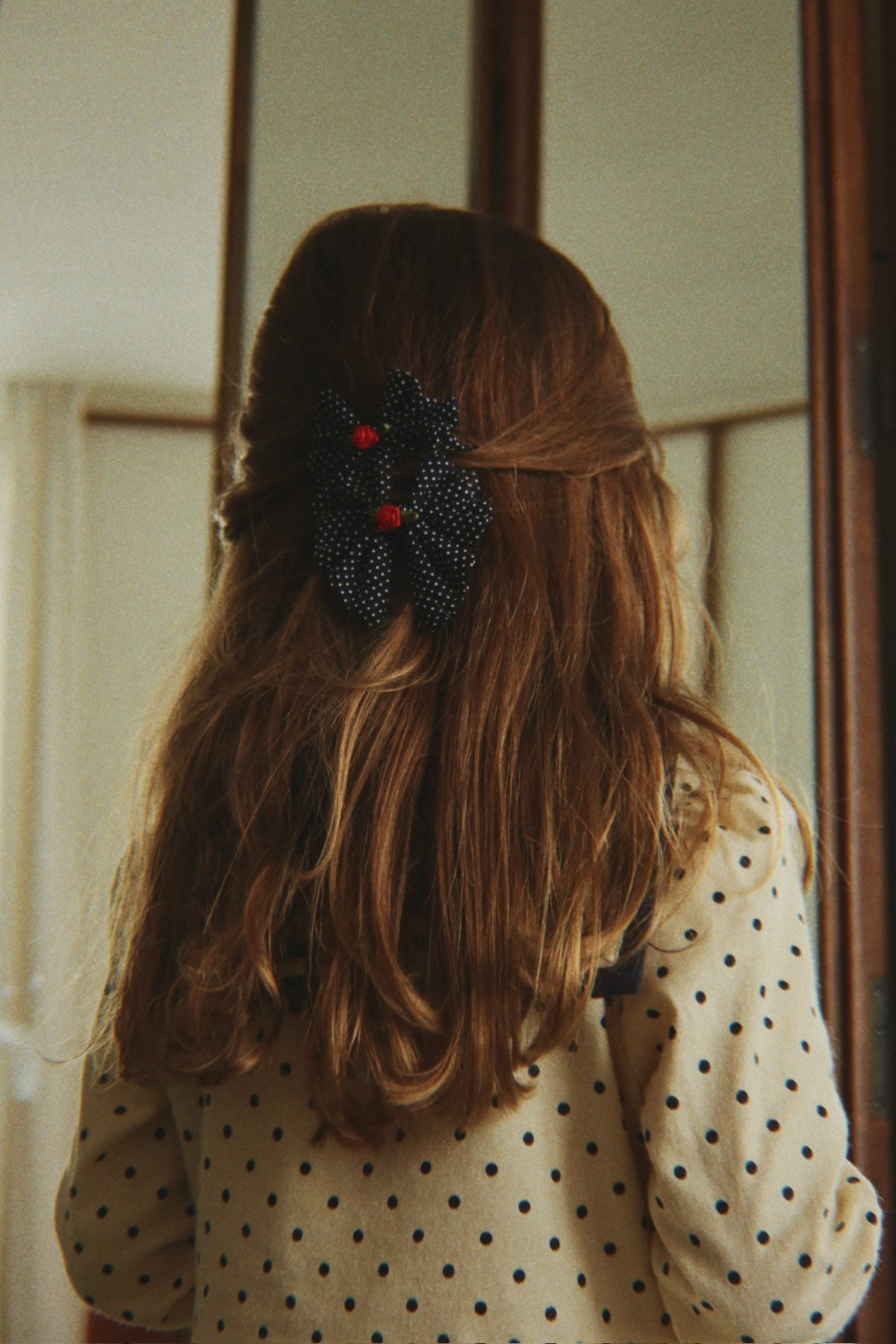 Rose Dot Bow Hair Clips – Set of 2
