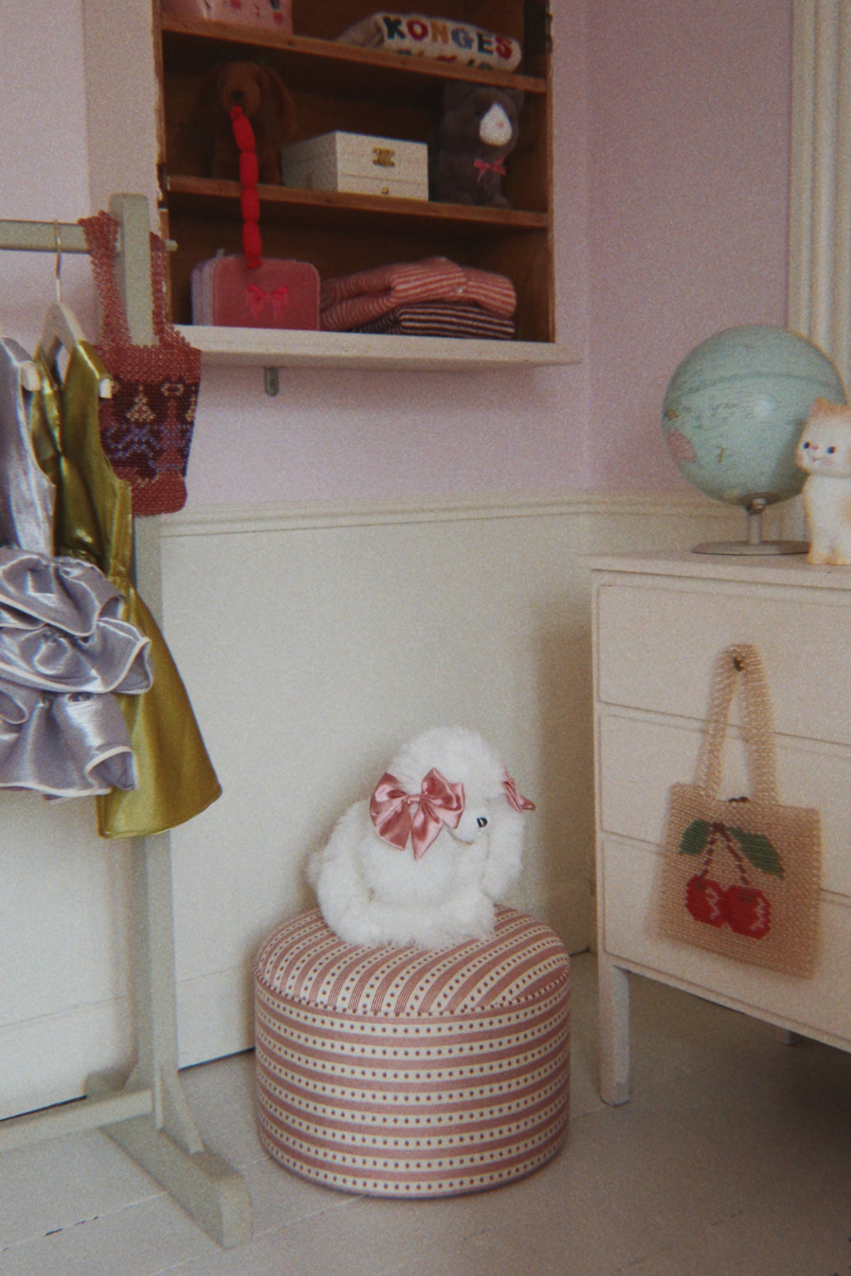 Spitz Puppy Toy with Pink Bows