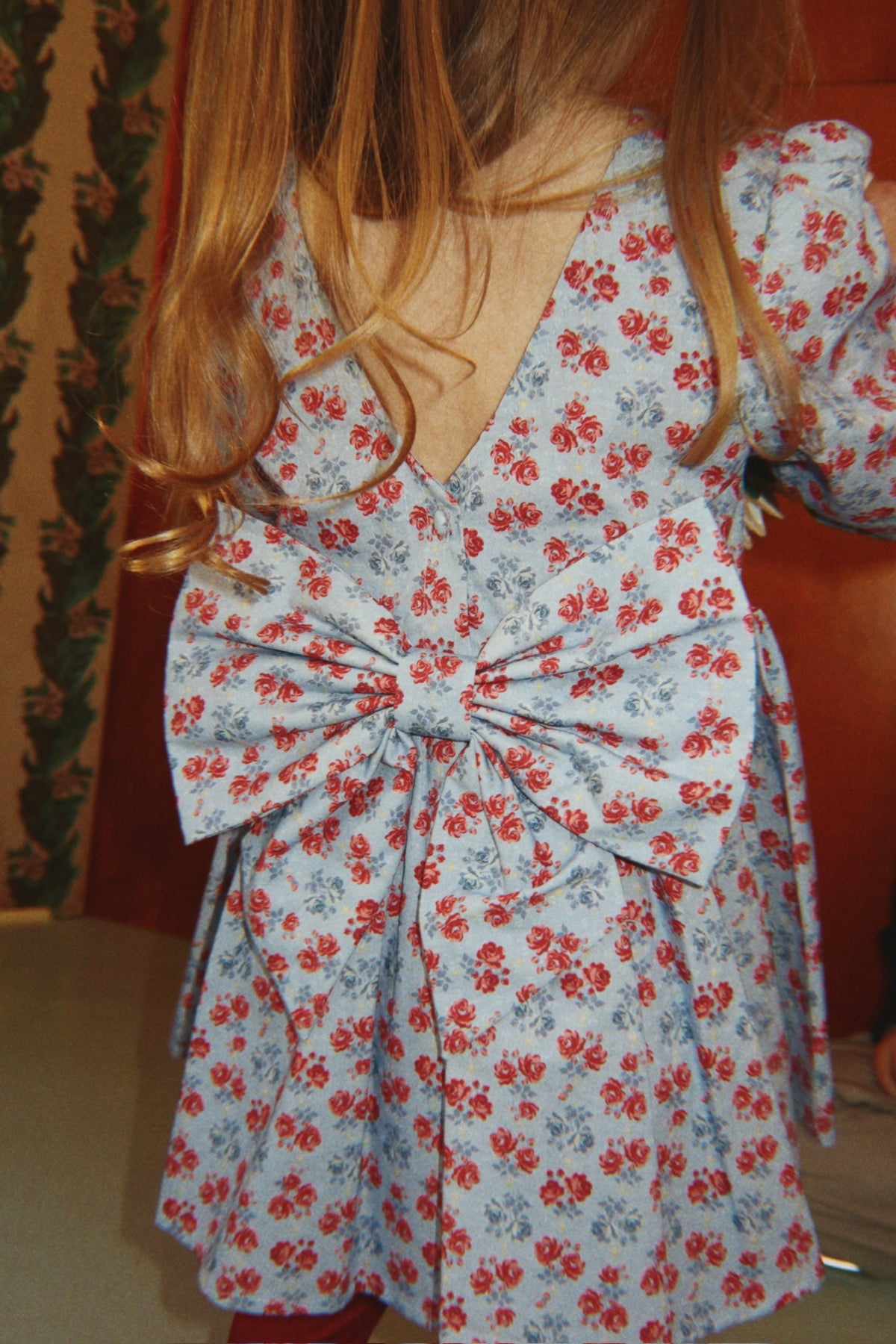 Avi Long Sleeve Bow Dress in Lumina Blu