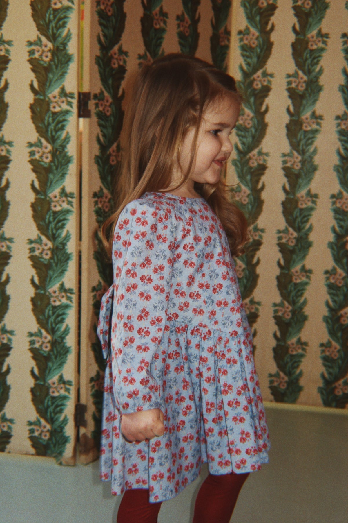 Avi Long Sleeve Bow Dress in Lumina Blu