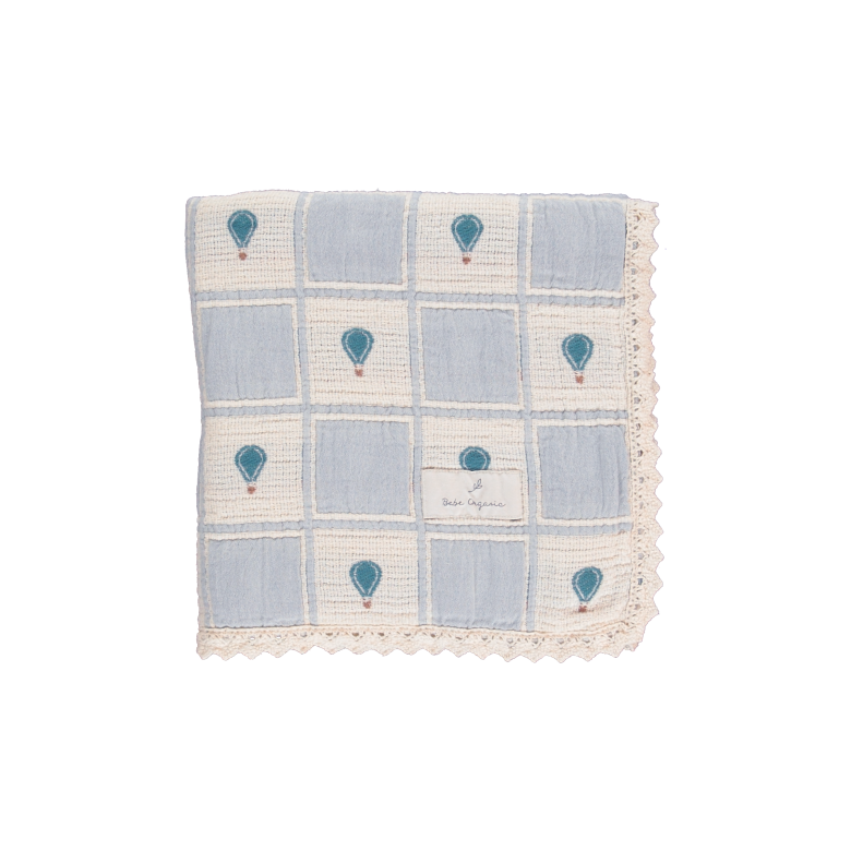 Balloon Blanket in Blue Balloon Patchwork