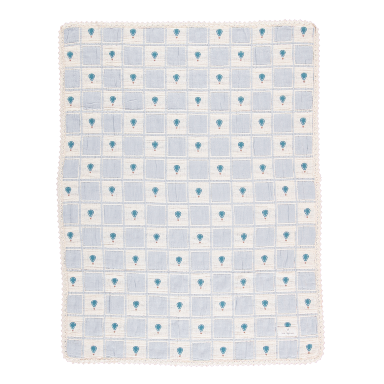 Balloon Blanket in Blue Balloon Patchwork