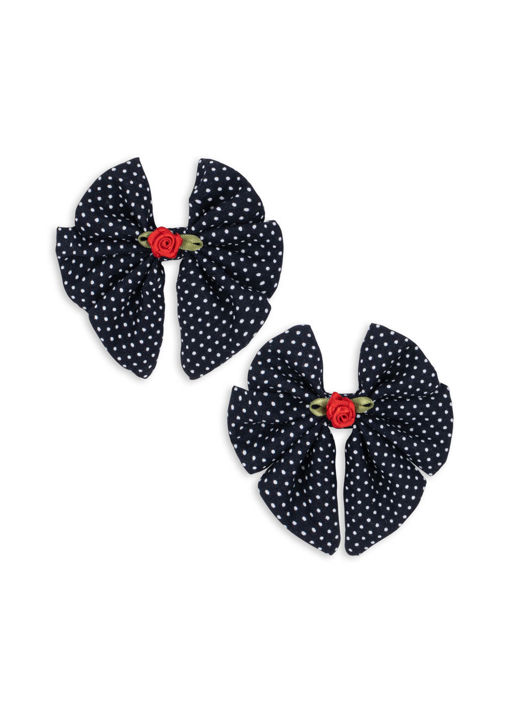 Rose Dot Bow Hair Clips – Set of 2