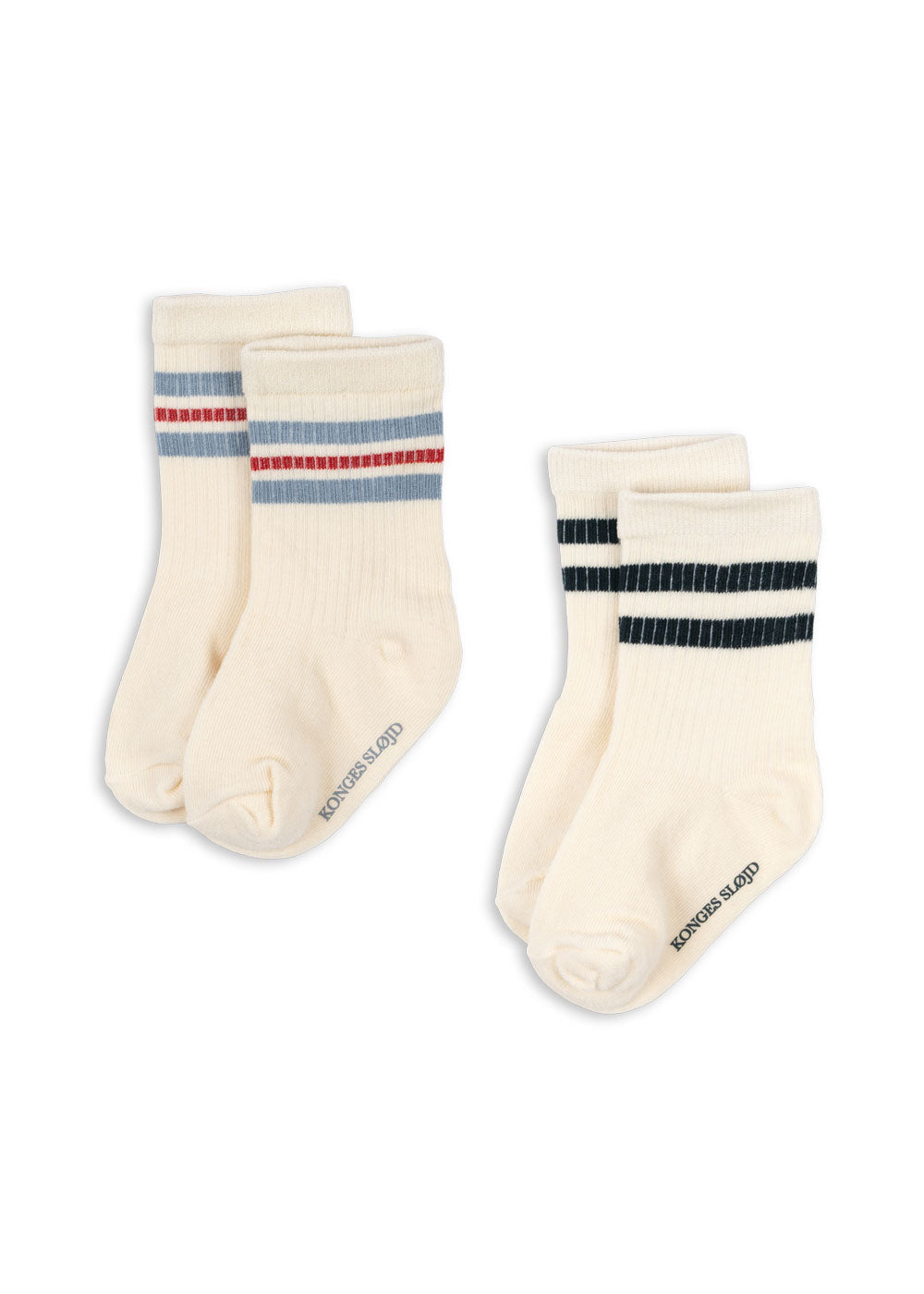 Boy Ribbed Striped Socks - 2 Pack in Optic White