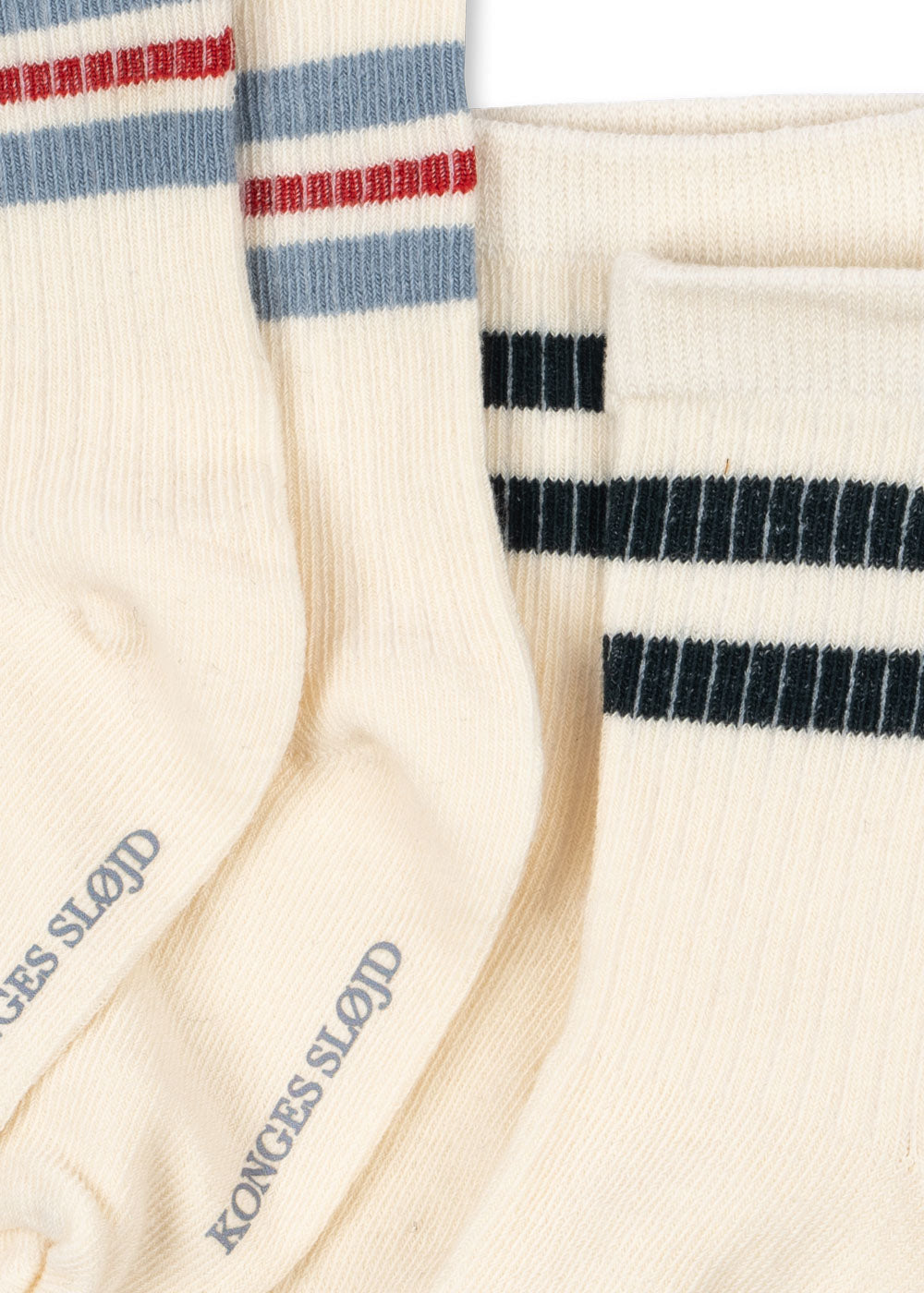 Boy Ribbed Striped Socks - 2 Pack in Optic White